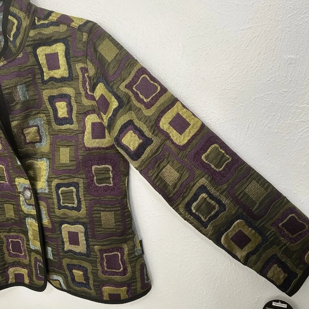 Trimdin Classic Symphony Jewel Artisan JacketColorful Sz M Reversible Mid Length
